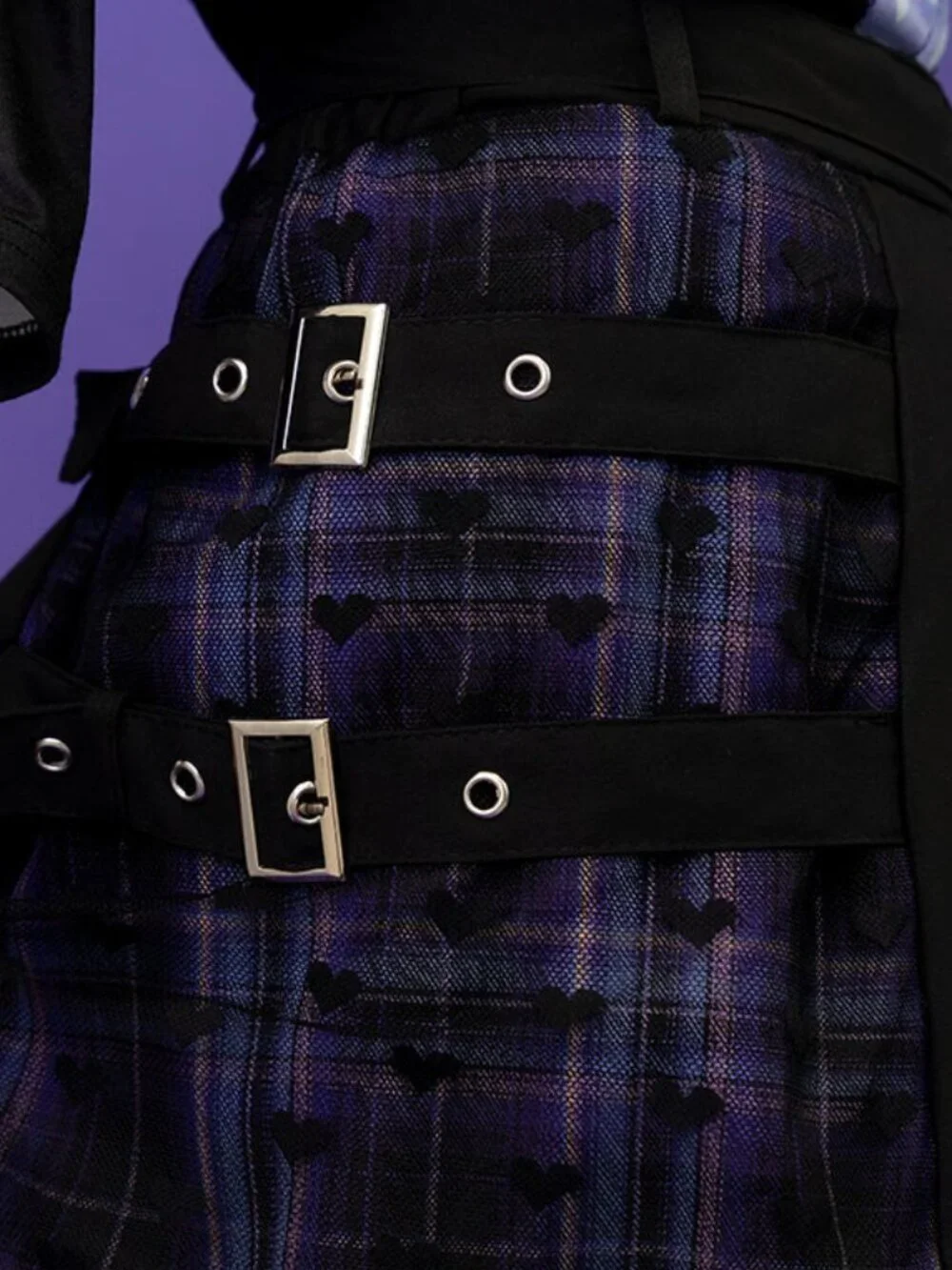 NEW ACDC RAG Love Punk Purple Pleated Long Skirt